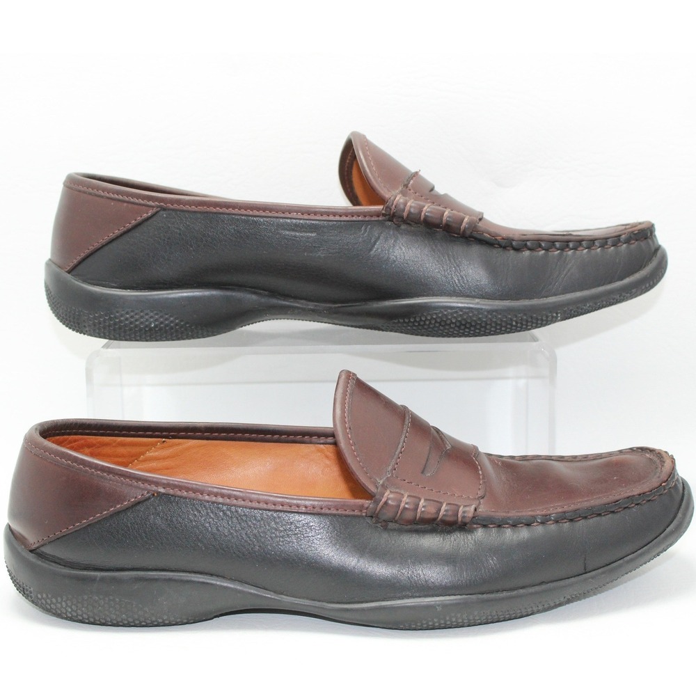 Allen Edmonds Hyde Two-Tone Leather Penny Loafers Brown‎ Black Men's 10 D